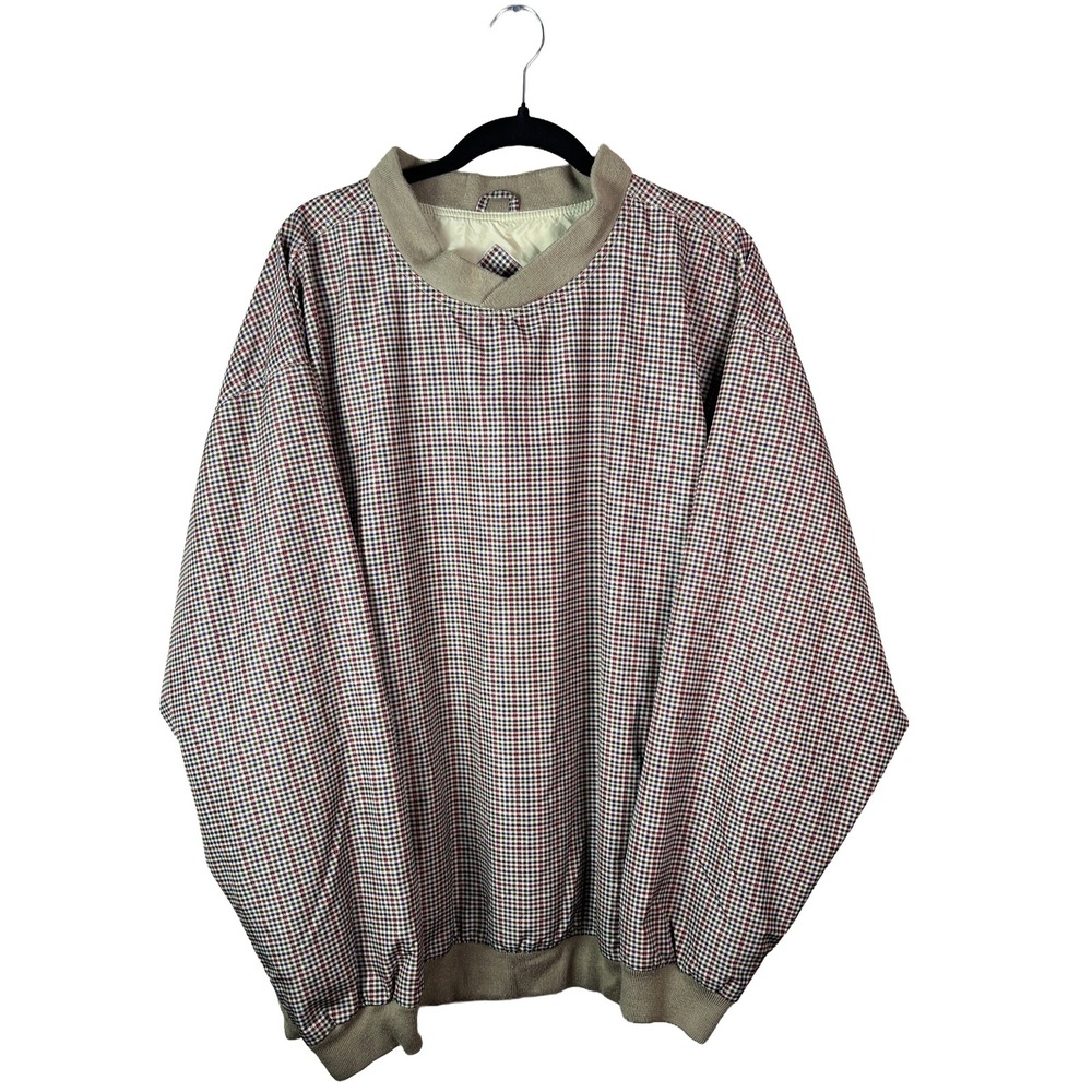 Fuzzy Zoeller Sportswear Vintage 90s Golf Windbreaker Pullover XL Check Pattern